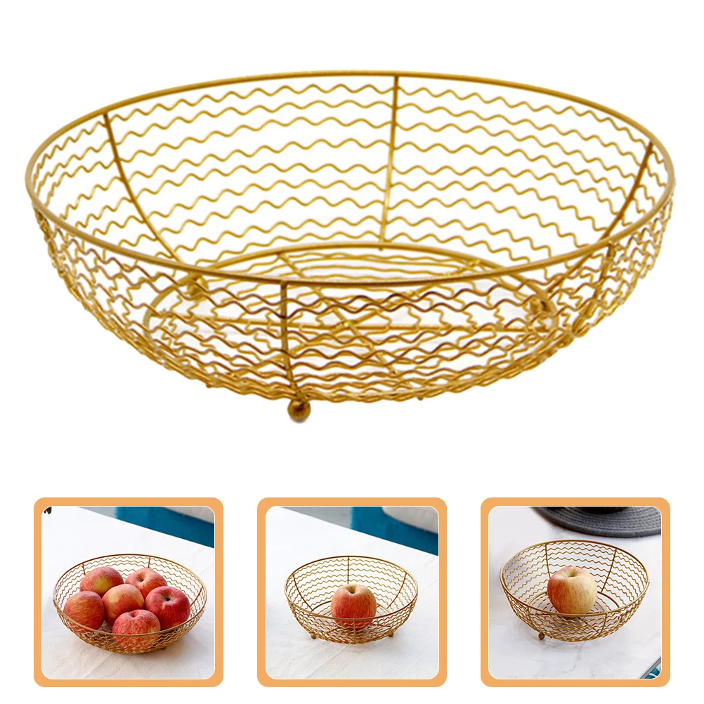 سلة فاكهة سلكية حديدية حديثة منظم تخزين معدني مزخرف متعدد الأغراض حامل خضروات للوجبات الخفيفة #1
