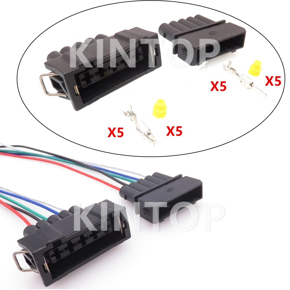 

1 Set 5 Pins Car Male Female Docking Connector Auto Waterproof Socket Starter With Wires 357 972 755 357972755 357972765 For VW