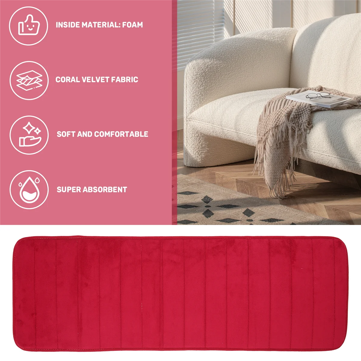 Новый 120x40 см впитывающий нескользящий пенопласт с эффектом памяти для кухни, спальни, двери, напольный коврик, ковер, дата-красный