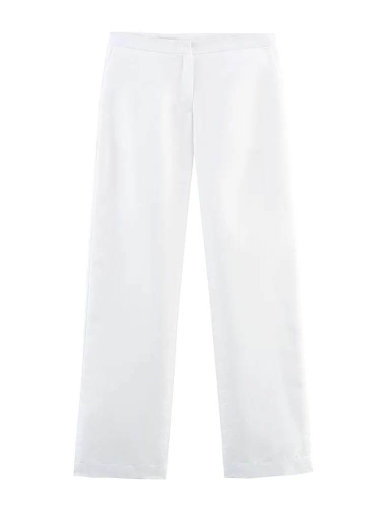 

2025 Spring New European and American Style French Design Fashionable Versatile Casual Simple Solid Color Suit Pants