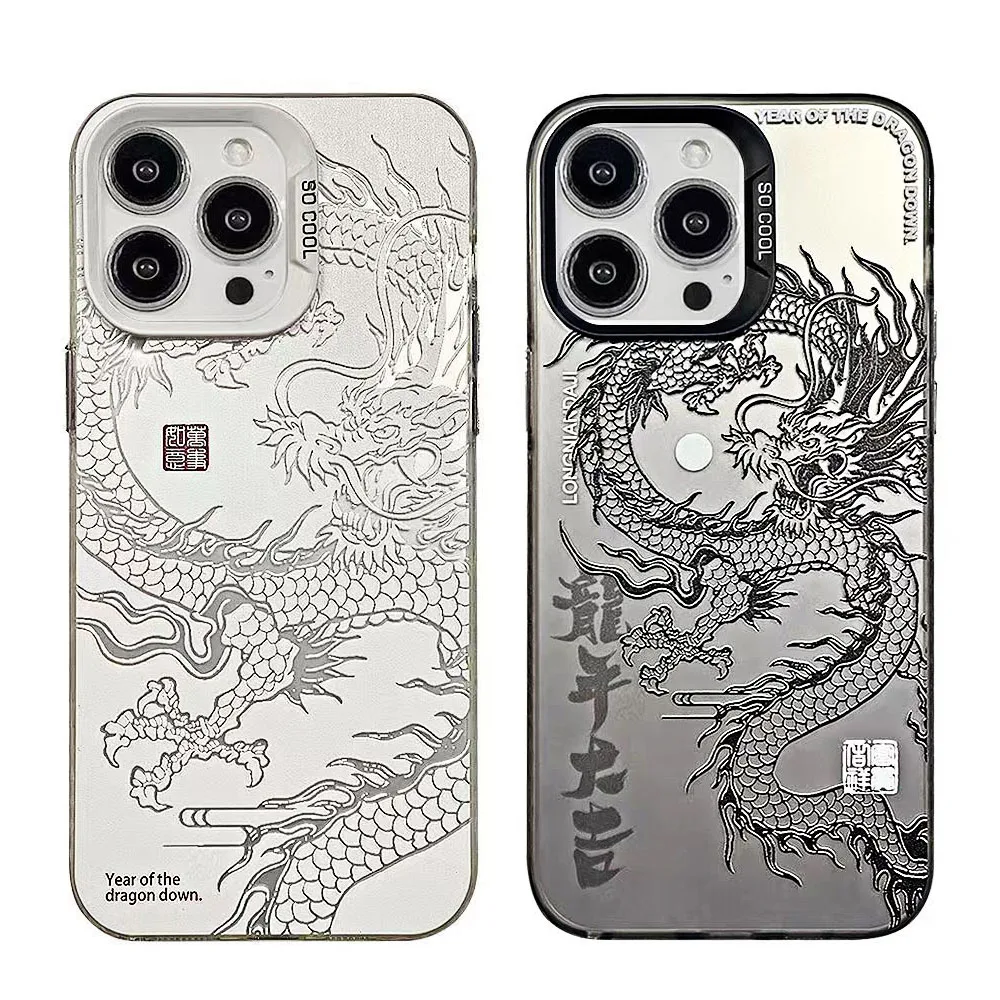 Szczęśliwego chińskiego nowego roku 2024 smok wstrząsoodporny futerał na telefon IPhone 15 14 13 12 11 Pro max Plus tylna obudowa do Apple 15Pro 14Pro