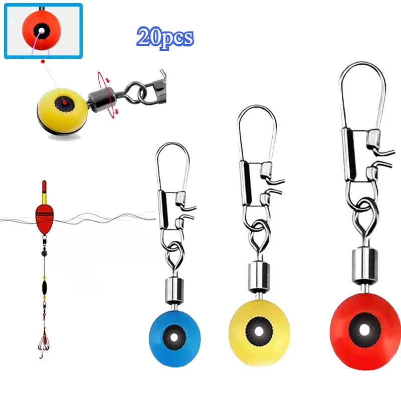 20 pçs flutuador de pesca bobber pára espaço feijão linha de pesca gancho gira haste clipe conector bloqueio snap isca pesca equipamento