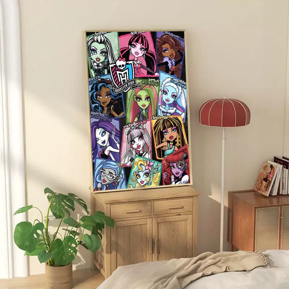 M-Monster High Anime Self-adhesive Art Poster Waterproof Paper Sticker Coffee House Bar Posters Wall Stickers