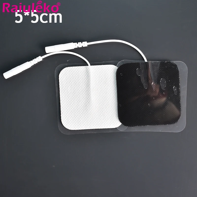 20/10 sztuk 5*5cm EMS dziesiątki elektrody do stymulatora mięśni fizjoterapia maszyna do terapii podkładki masażer wyszczuplający Adhensive żel Pad