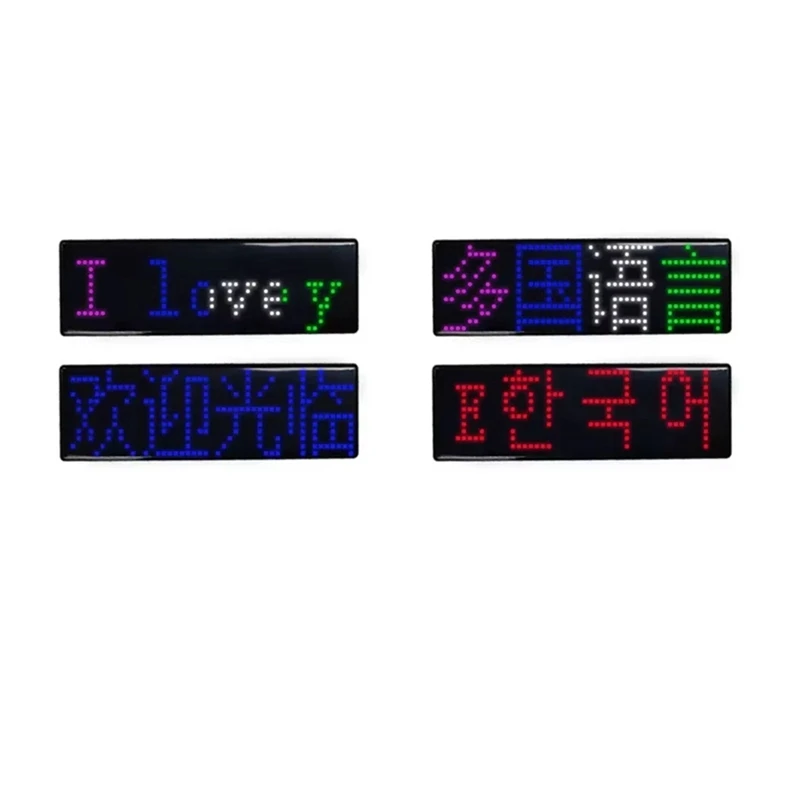 Top-Mehrsprachiges LED-Digitalabzeichen, USB wiederaufladbar, DIY, programmierbarer Text, Namensschild, Scrolling-Tag-Schild-Modul-Display