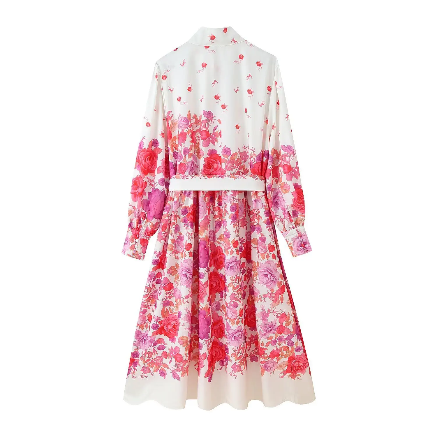 Robe mi-longue élégante à imprimé Floral pour femmes, col montant, manches longues, ceinture, robes longues, automne, Robe de vacances
