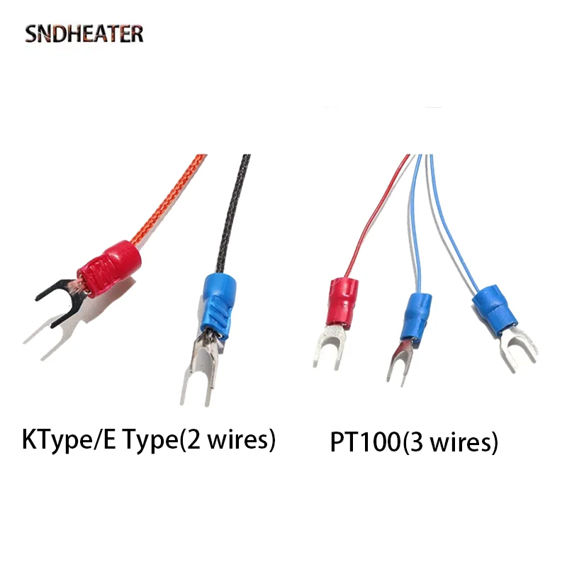 SNDHEATER PT100 Тип K E Высокотемпературный датчик термопары 1 м 2 м 3 м 4 м 5 м провод 50 мм Пружинный гибкий зонд Отверстие 5 мм