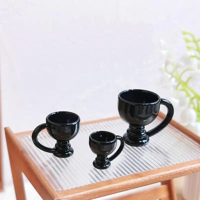 3 pçs casa de boneca em miniatura xícara de café alta ornamento simulação cozinha caneca modelo brinquedos para mini decoração casa de bonecas acessório