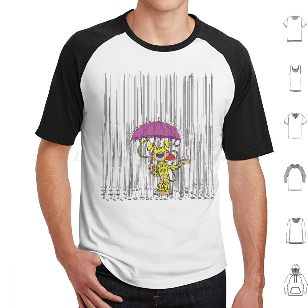 Camiseta Marsupilami In The Rain, camiseta de algodón 6xl, personaje de cómic, amarillo, André Spirou, Bélgica, Francia, Fantasio Pet
