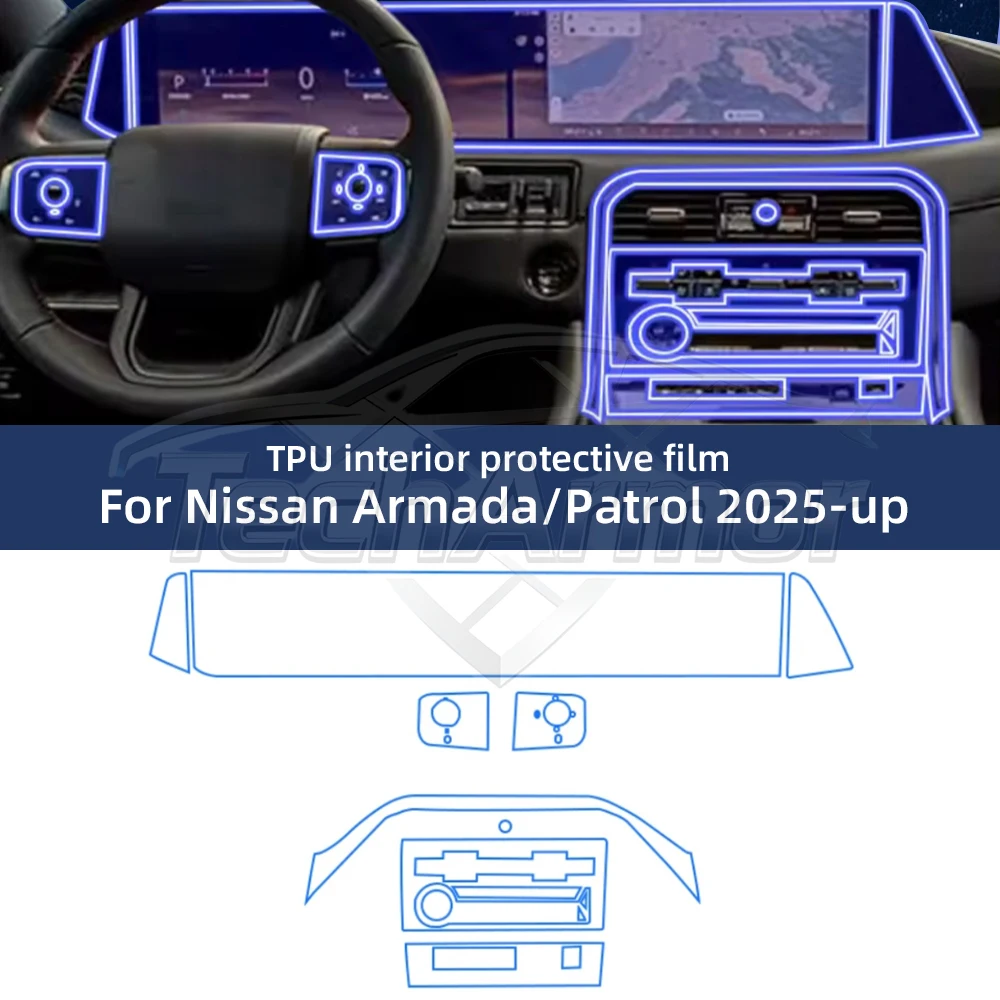 Car Interior TPU Protector Anti-scratch Film For Nissan Armada/Patrol 2025-2026 Auto Protective Transparent Stickers Accessories