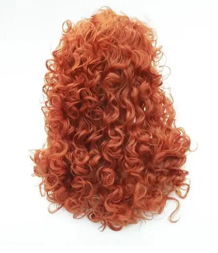 Brave Merida Princess Cosplay Wig Synthetic Hair Long Curly Orange Lolita Wigs