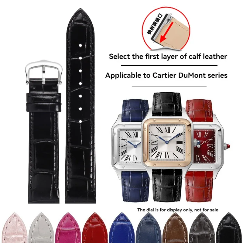 15.5mm 17.5mm New Strap for Cartier Santos Watchband Dumont Size Quick Release Crocodile Patterned Cowhide Strap Women Bracelet