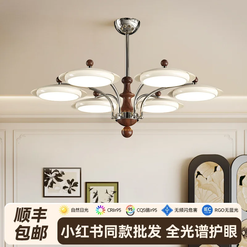 

Люстра для гостиной во французском средневековом стиле, новинка 2025 года, кремовый стиль, ретро, простая люстра с полным спектром для защиты глаз, главная люстра для зала