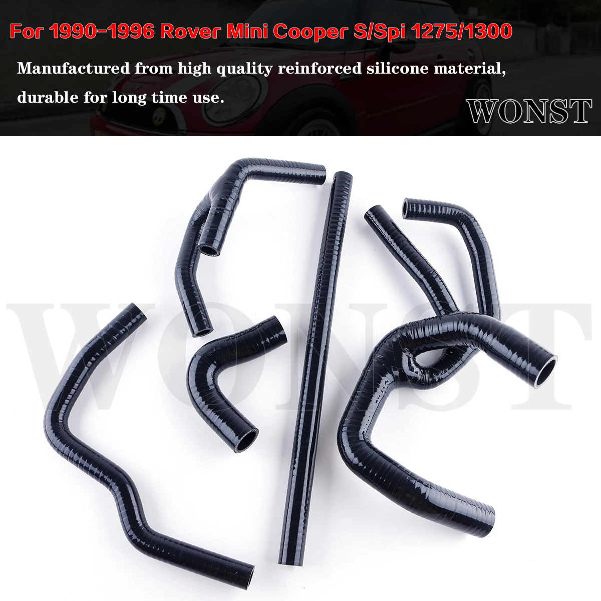 

5Pcs Black Silicone Radiator&Heater Hose Kit For 1990-1996 Austin Rover Mini Cooper S/Spi 1275/1300 1991 1992 1993 1994 1995