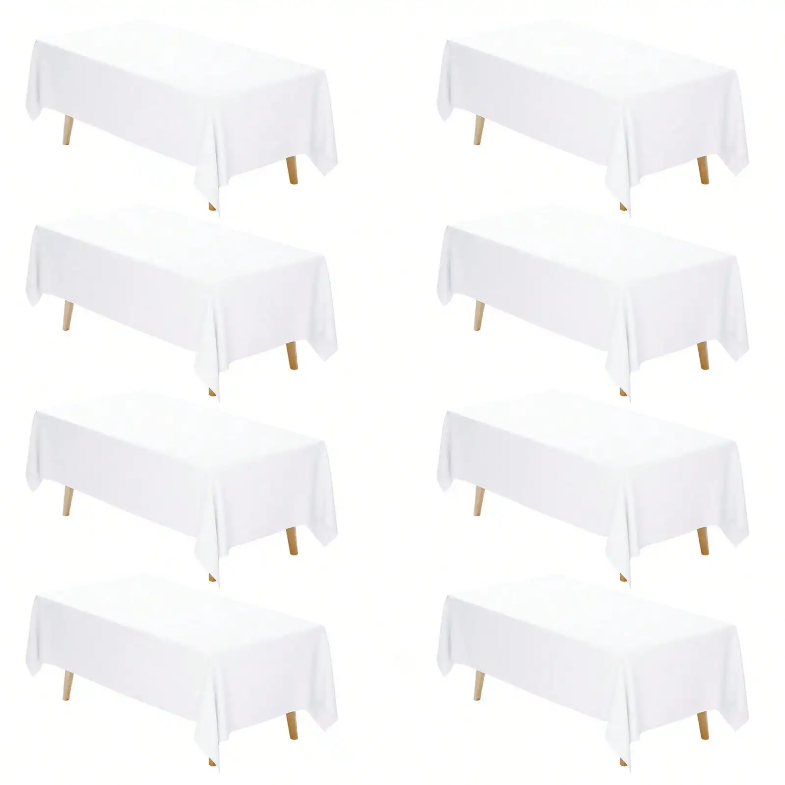 

8pcs White Rectangular Tablecloths 60x102 Inch Polyester Wrinkle Resistant Washable for Party Wedding Dining