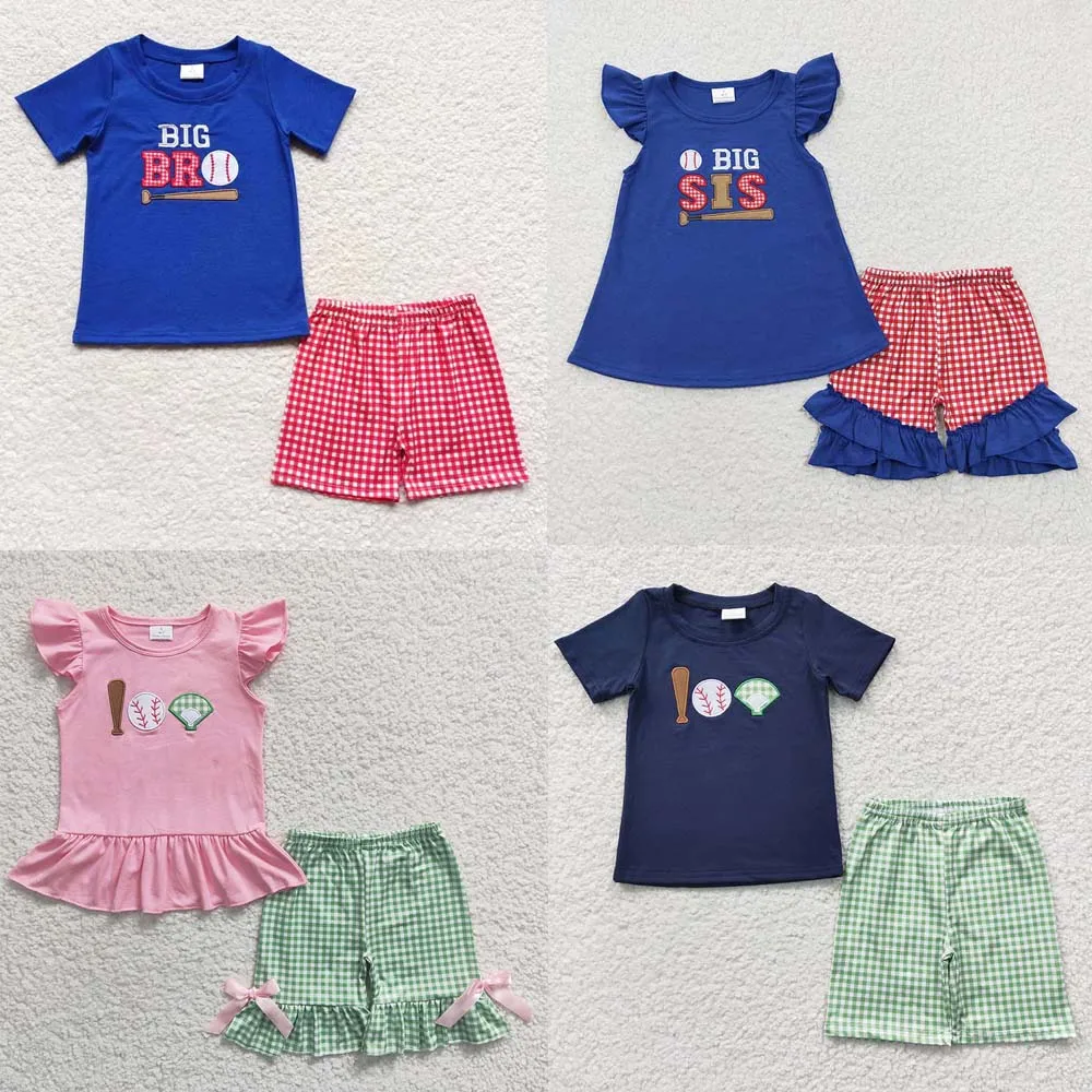 

Wholesale Baby Baseball Summer Set Game Ball Short Sleeves Top Tee Shirt Toddler Kids Shorts Children Matching Girl Boy Outfit