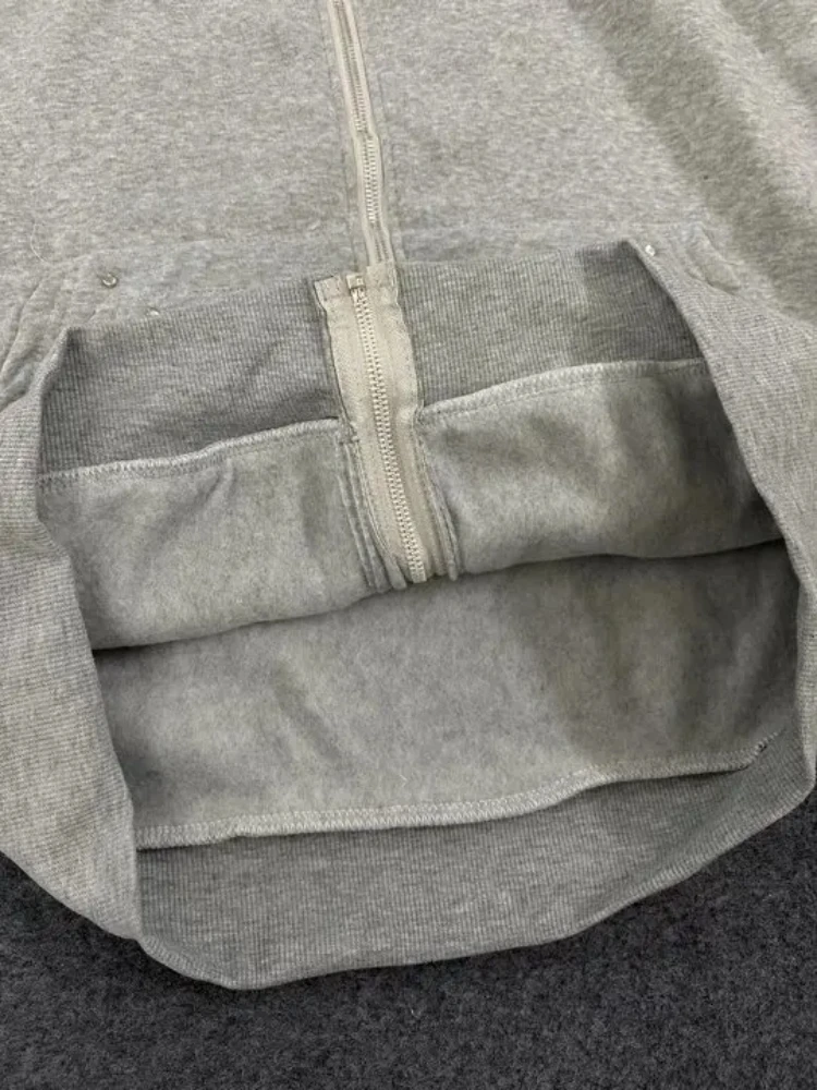 Y2K Harajuku جماليات الرجعية القوطية تنوعا مقنعين بالأزرار العصرية الكلاسيكية عادية فضفاض بلون شارع العليا الشرير هوديي