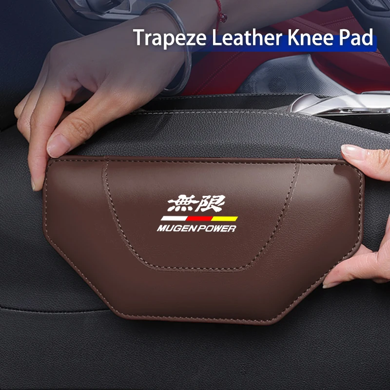 Car Knee Cushion Leather Pad Auto Universal Thigh Support Mat Power Civic 5D Accord 8 CRV Hrv Fit Jazz Type For Honda Mugen view 3