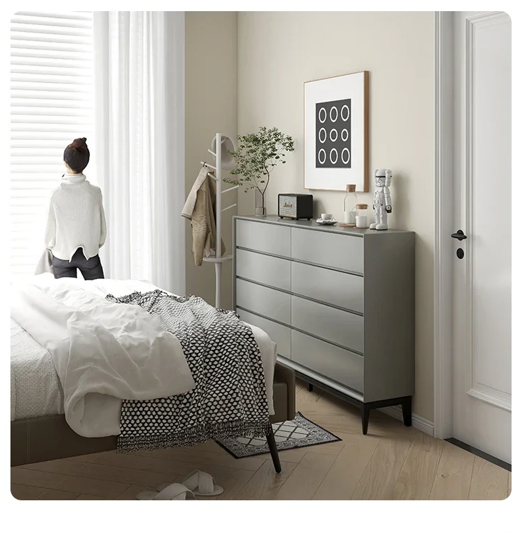 

Italian minimalist solid wood eight-bucket cabinet
