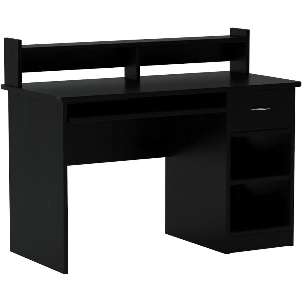 Computer Desk, Hutch with Pull-Out Keyboard, Black