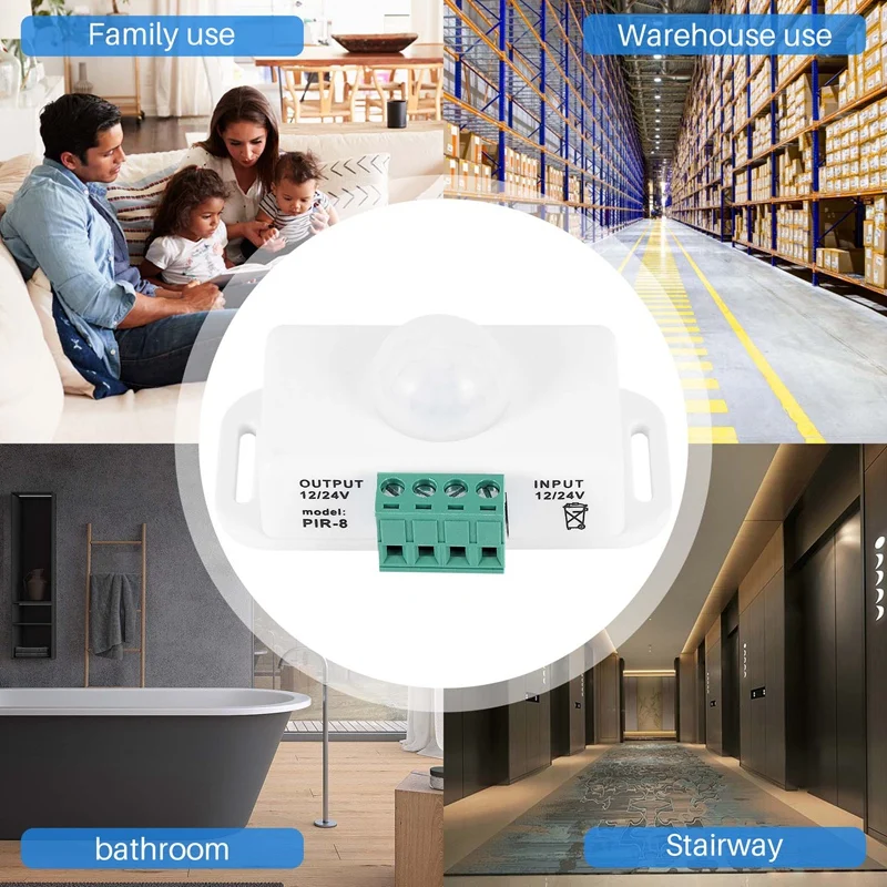 DC 12V 24V PIR Motion Sensor Function Controller LED Switch Body interruttore a infrarossi Timer di movimento bianco per strisce LED