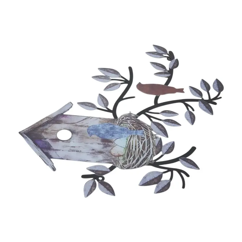 Customer Favorite Birds Wall Decor Metal Bird Decor For Wall Outdoor Bird Wall Art Hanging Metal Tree With Birdhouse For Living