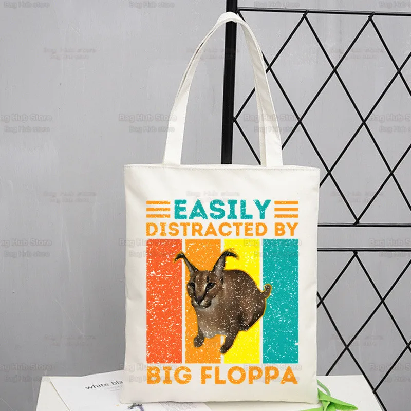 The Floppa Shopper Bags Shopping Bag Tote Bag Shoulder Bag Caracal Cat Zabloing Canvas Bags Large Capacity College Handbag