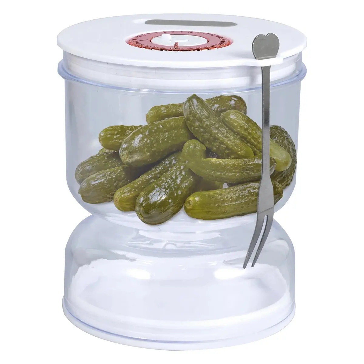 A22I  Jar Stainless Steel Fork Dry and Wet Dispenser Pickle and Olives Hourglass Jar Cucumber Container Kitchen Tools