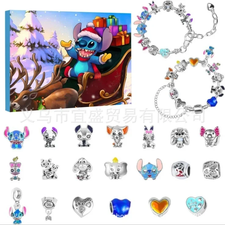 New Stitch Christmas Advent Calendar Santa Claus Blind Box Jewelry Pooh Bear Ornaments Bracelet Christmas Ornament Decoration