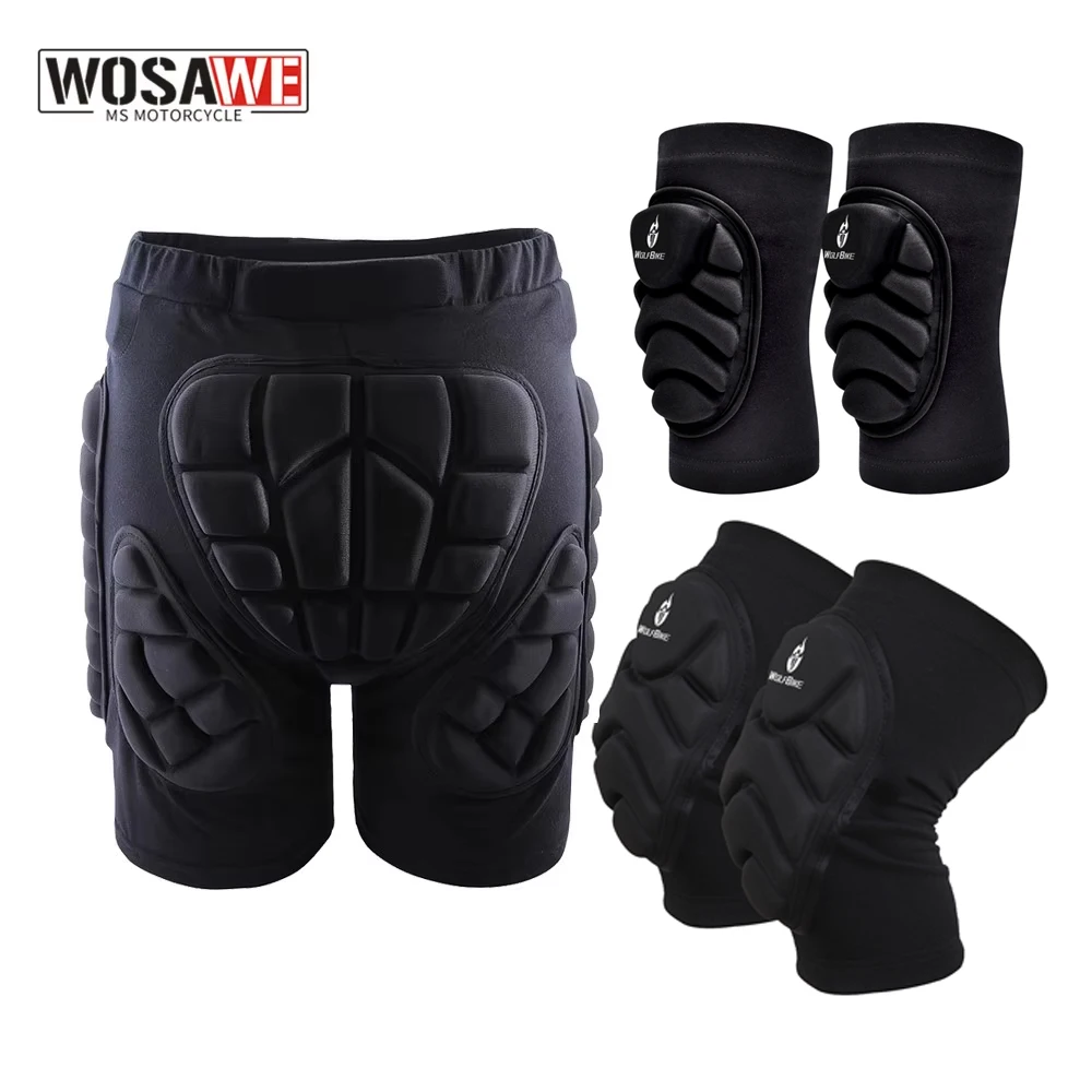 WOSAWE Padded Motorcycle Shorts Outdoor Sports Skiing Shorts Hip Pad Protector Armor Ski Snowboard Skate Pants Motor Shorts