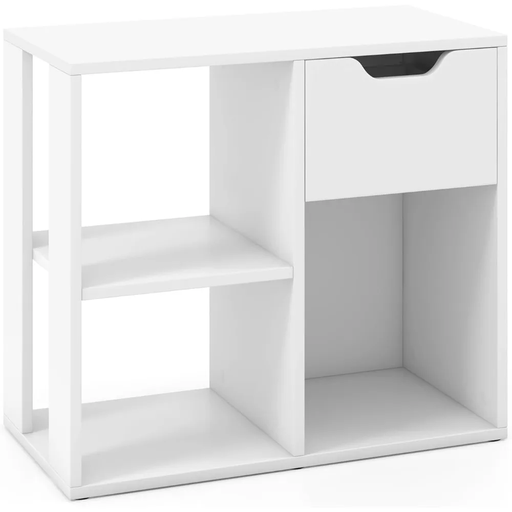 

Cube Bookcase, Small Bookshelf with Storage Drawer, 3 Cubby Storage Organizer, 2-Tier Display Shelf, Wood Bookshelves & Bookcase