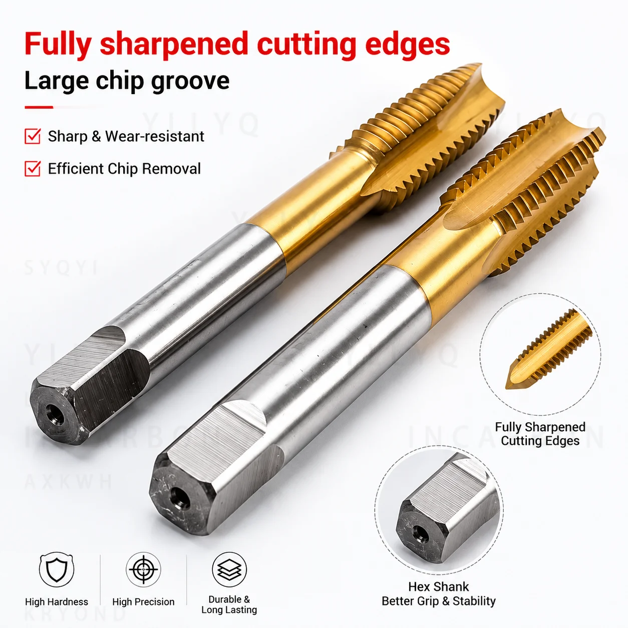 HSS 6542 Titanium Coated Metric Screw Tap Straight Flute Fine Thread Hand Tap Drill Bit M2 M3 M4 M6-M16