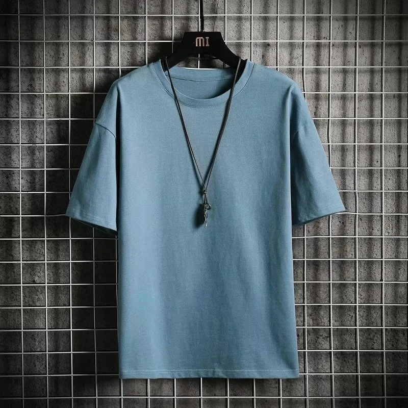 T-shirt girocollo estiva sottile ghiaccio con elastico sciolto e alla moda, traspirante e confortevole per abbigliamento uomo 5484