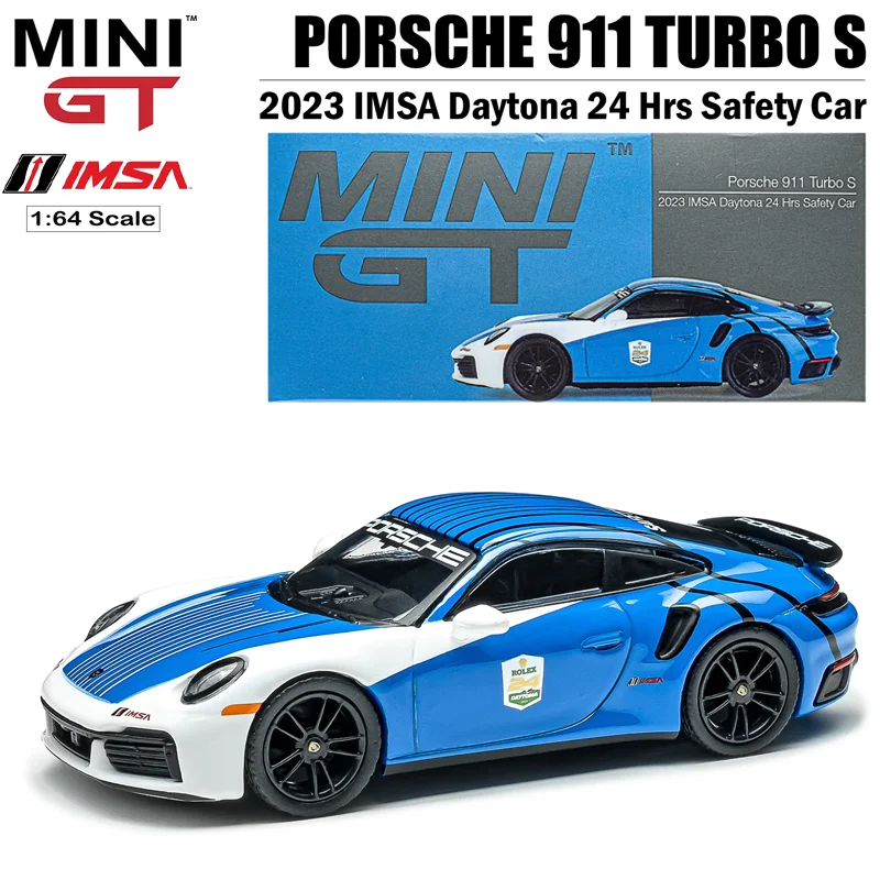 

MINIGT Scale 1/64 PORSCHE911TURBO S 2023 IMSA Daytona 24 Hrs Safety Car Alloy Toy Motor Vehicle Diecast Metal Model Gifts