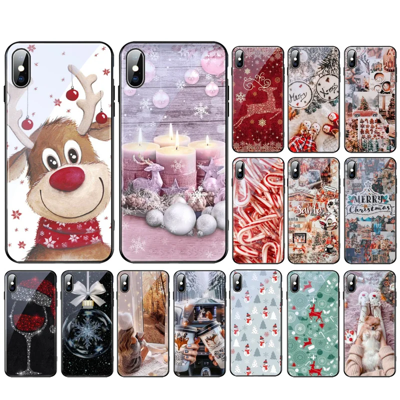 

Cute Christmas Deer Glass Phone Case For Samsung Galaxy A52S A04S A21S A33 A23 A13 A14 A32 A52 A53 A54 A51 A71 M51 Shell