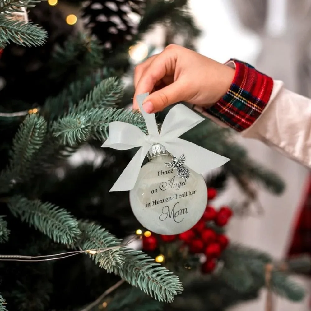 

8cm Christmas Ball "I Have an Angel in Heaven "Pendants Lightweight Memorial Hanging Ornament Reusable with Feather