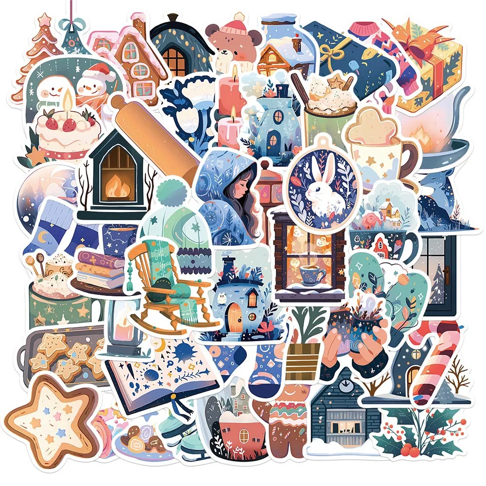 10/50PCS Winter Christmas Object Cartoon Stickers DIY Notebook Laptop Phone Suitcase Bike Graffiti for Children Sticker Gifts