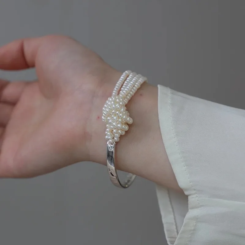 Handmade New Sterling Silver Freshwater Pearl Bracelet Female