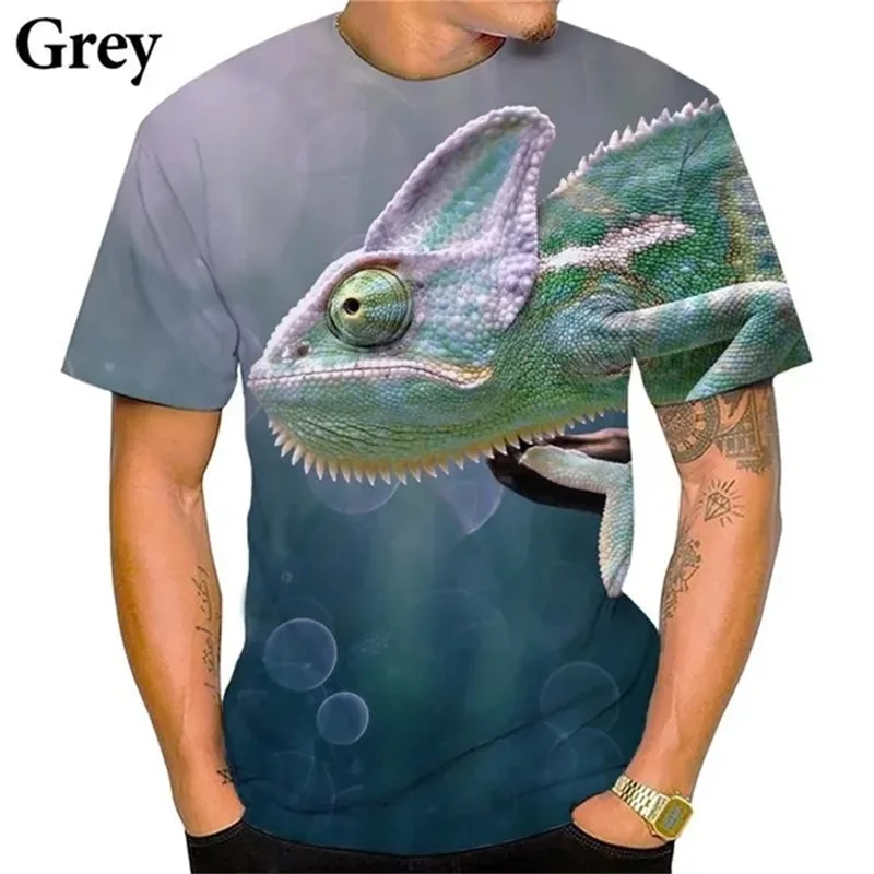 3D Printed Chameleon Graphic T Shirt For Men Casual Short Sleeve Funny T-Shirts Mens Oversized Round Neck Tee Shirts Camisetas