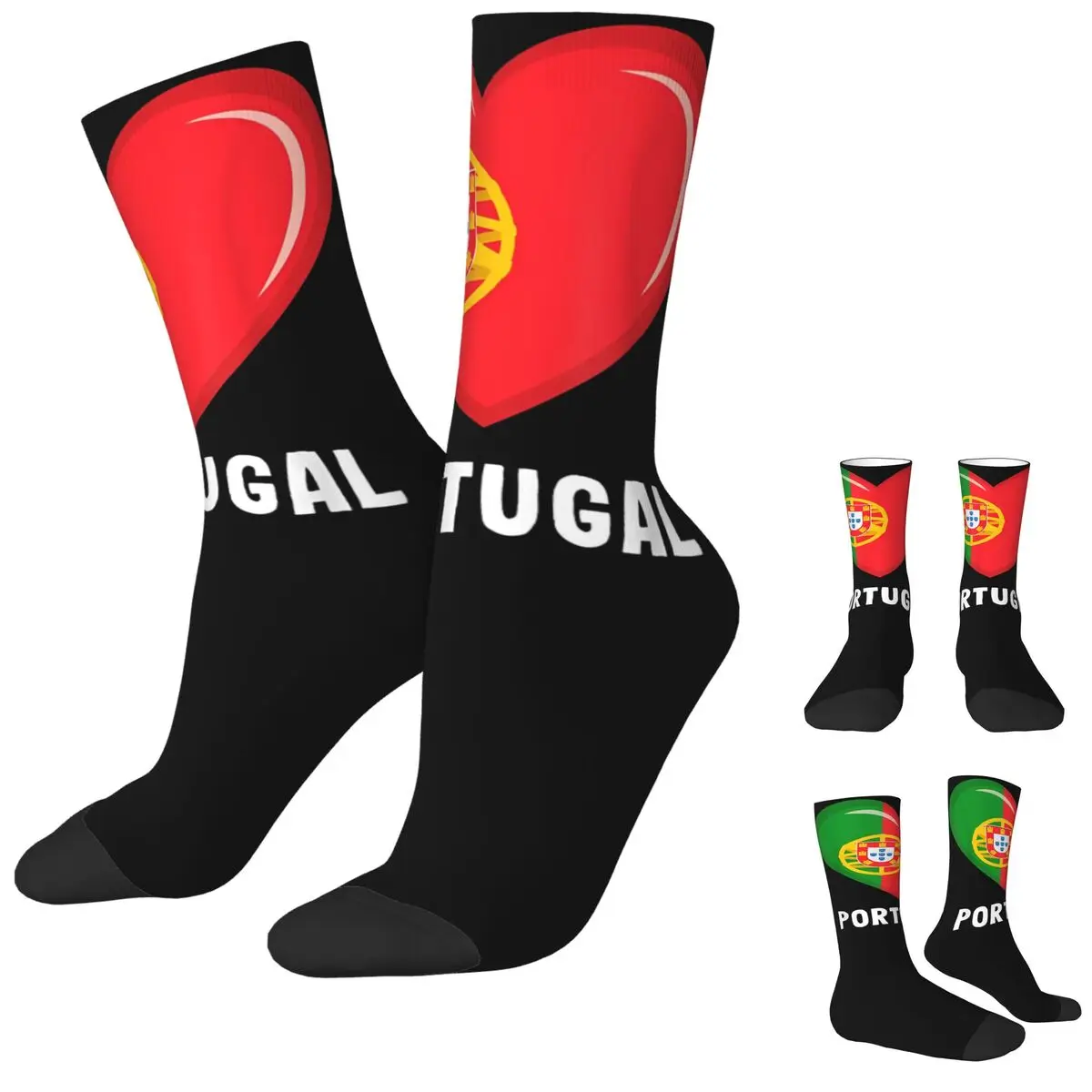 Women Men Socks Portugal Flag Portuguese Stockings Winter Gothic High Quality Socks Graphic Climbing Anti Sweat Socks