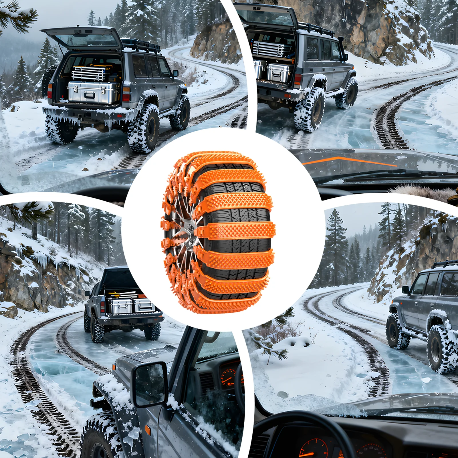Snow Chains For Car Tires 10piece Anti-Slip Adjustable Wheel Ties Belts Snow Truck Tire Chains For Ice Winter Hiking Trailer