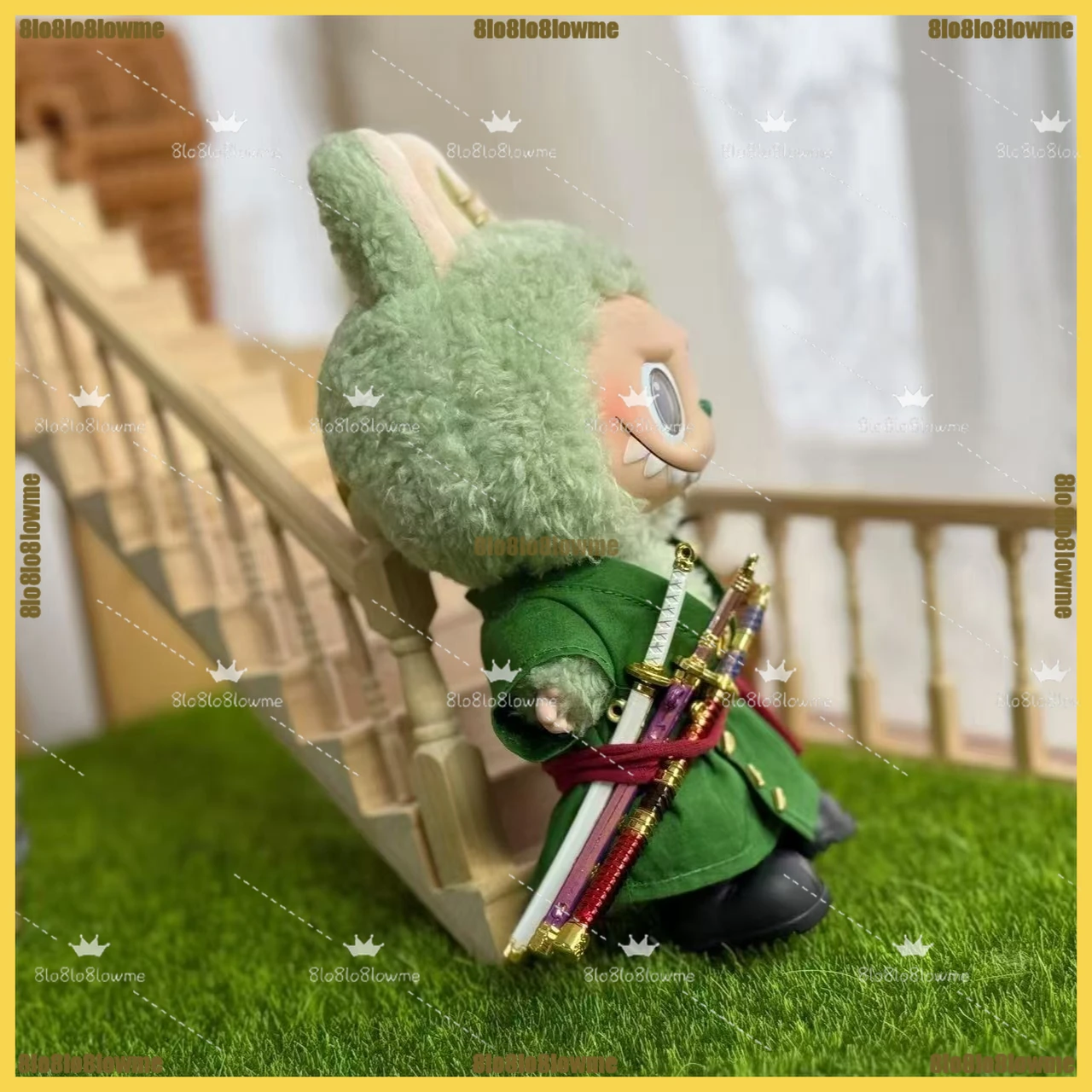 كارتون صغير أفخم ملابس دمى عالية الجودة المروحية زورو زي القرط 3 السيوف مجموعة ل Labubu موضة إكسسوارات دمي