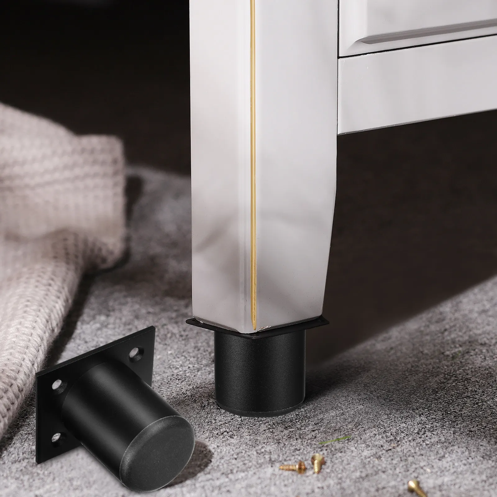 8Pcs Adjustable Furniture Legs Aluminum Alloy Polished Finish Cabinet Riser with Mounting Screws for DIY Furniture Leveling