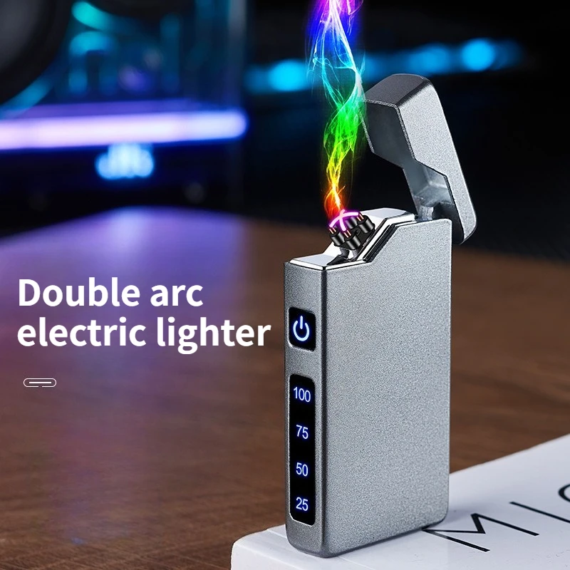 Electric Double Arc Lighter Touch Sensitive Ignition Smart Flameless Windproof Cigarette Lighter High Power Smoking Accessories