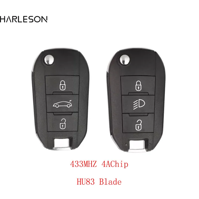 

Flip Remote Key Fob 3 Button 433MHz 4A Chip For Peugeot Partner 508 308 Expert For Citroen Dispatch C3 C4 Cactus HU83 Blade