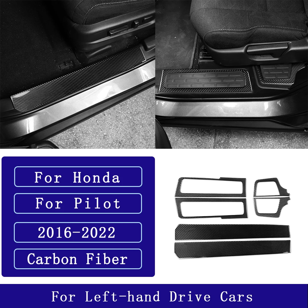 For Honda Pilot 2016-2022 Carbon Fiber Built-in Door Sill Threshold Strips Panel Car Accessories Interior Decorative Stickers