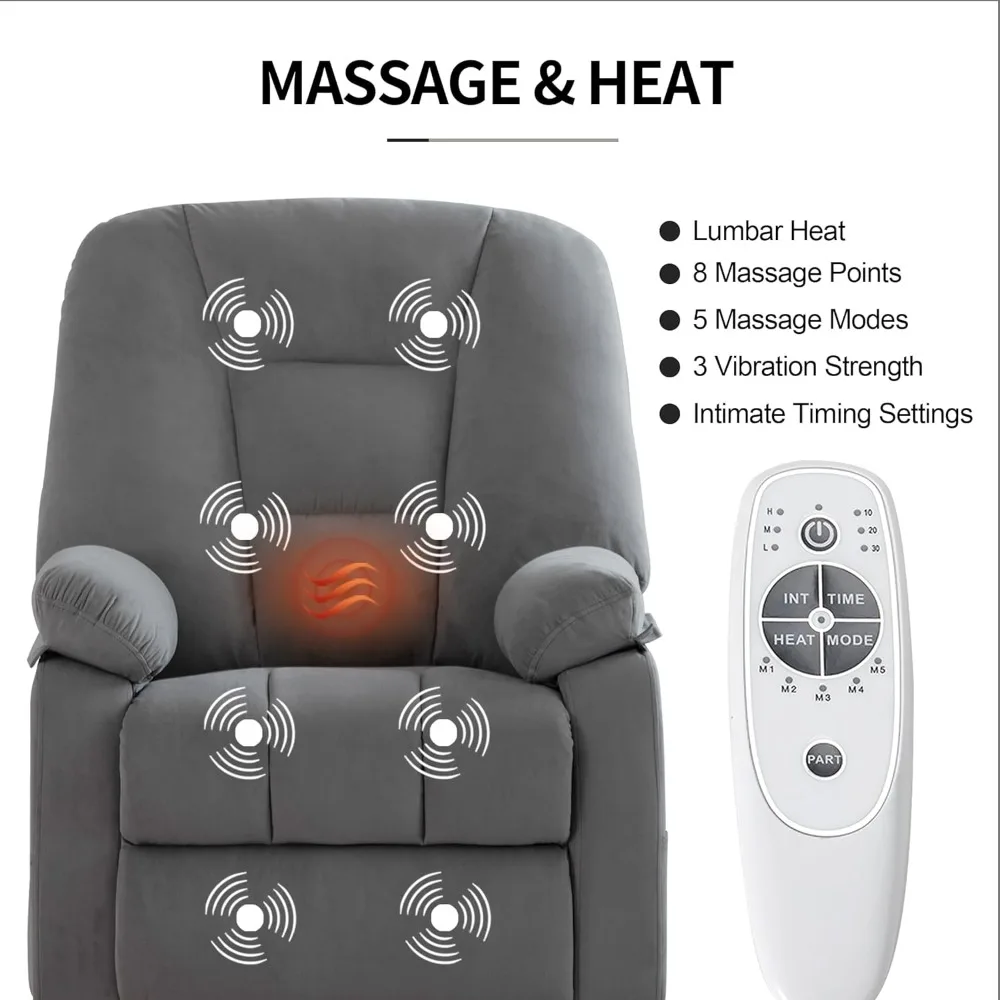 كرسي هزاز دوار كهربائي للبالغين، كراسي كراسي هزاز مع تدليك وسرارة لغرفة المعيشة، إعادة قماش كهربائي