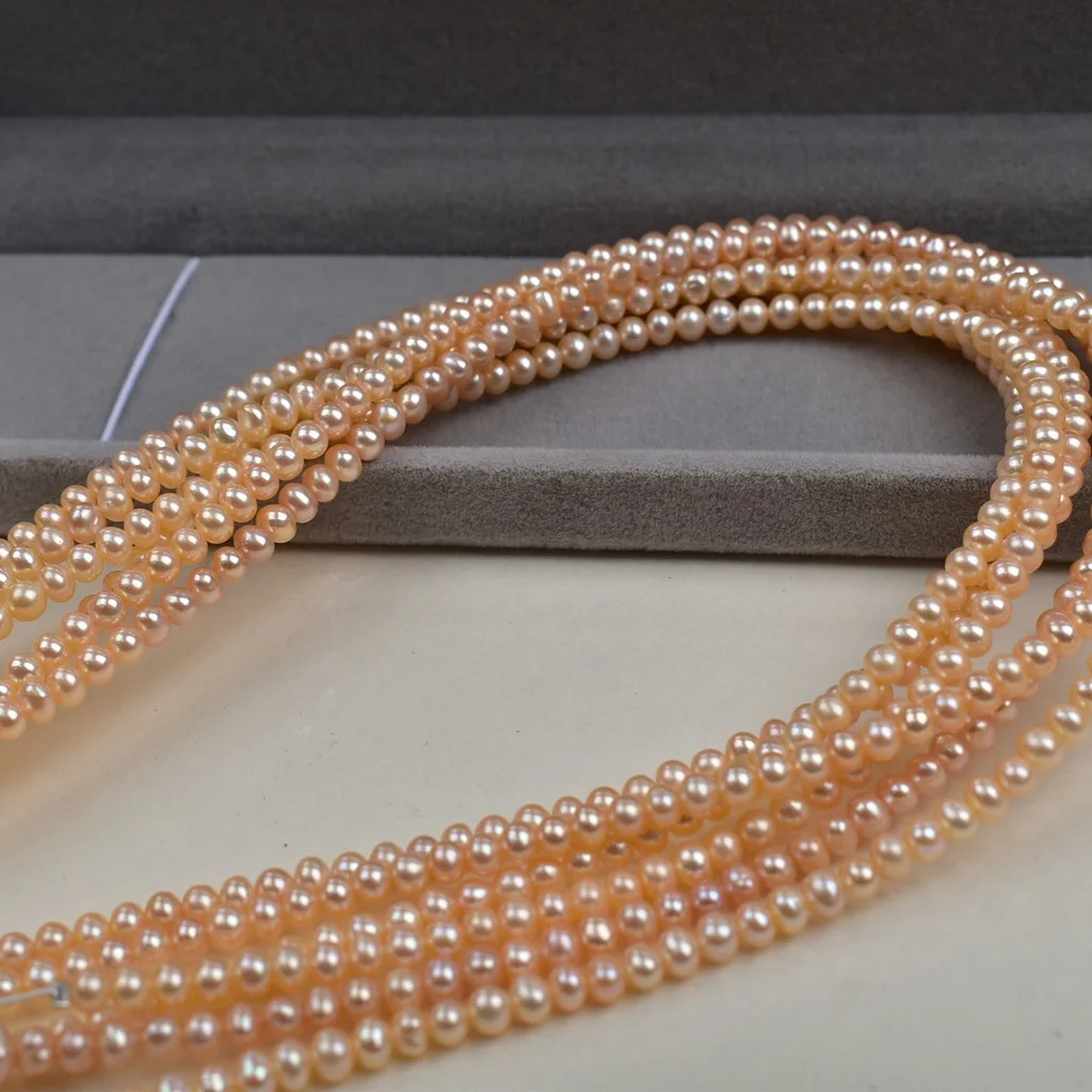 Cultured Freshwater Pearl Blank Choker Chain 4-5mm Near Round High Luster Semi Finished Bead Strand DIY Jewelry Making Supply