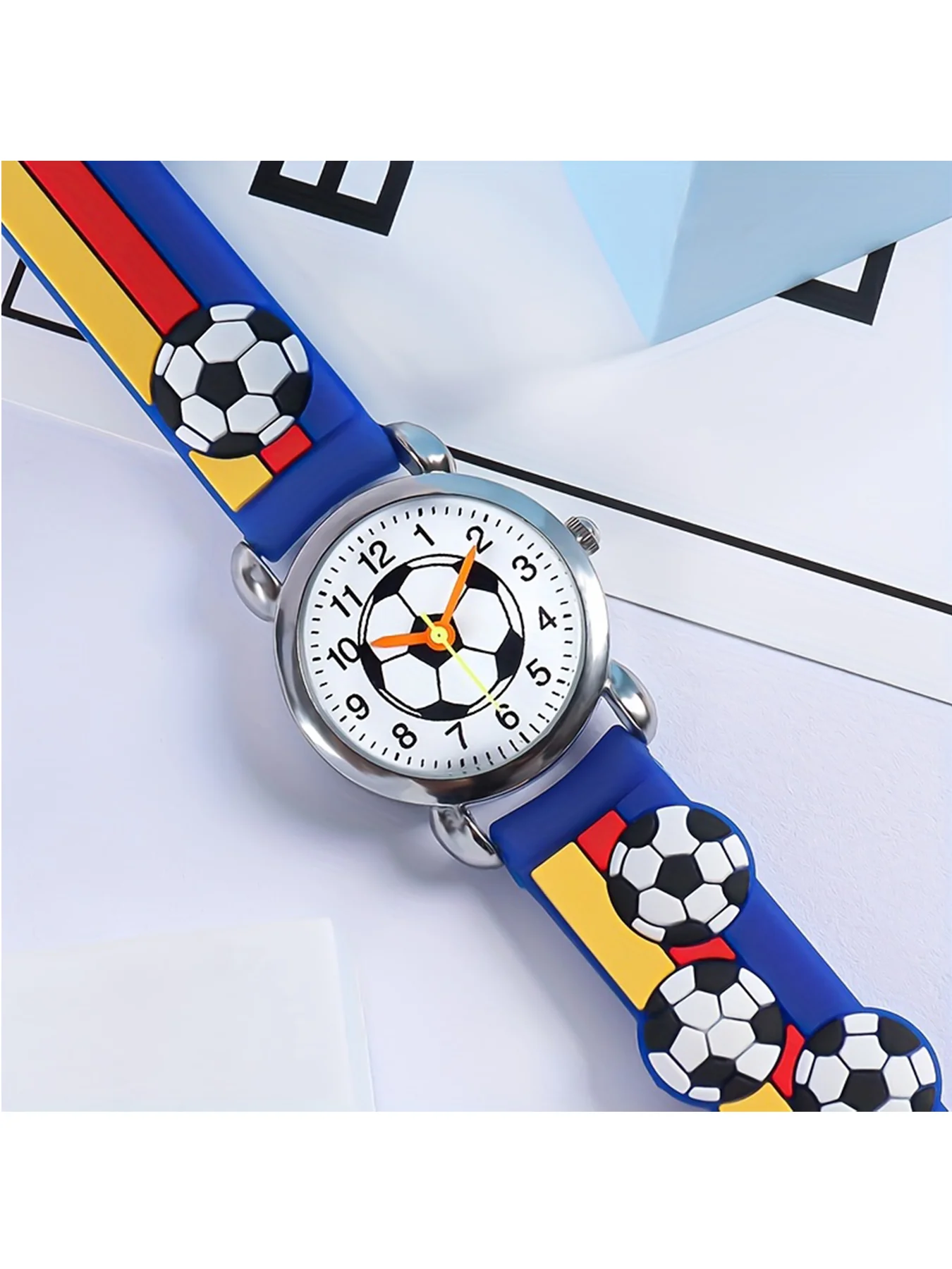 

Повседневные наручные часы с футбольным узором для любителей спорта, силиконовый ремешок