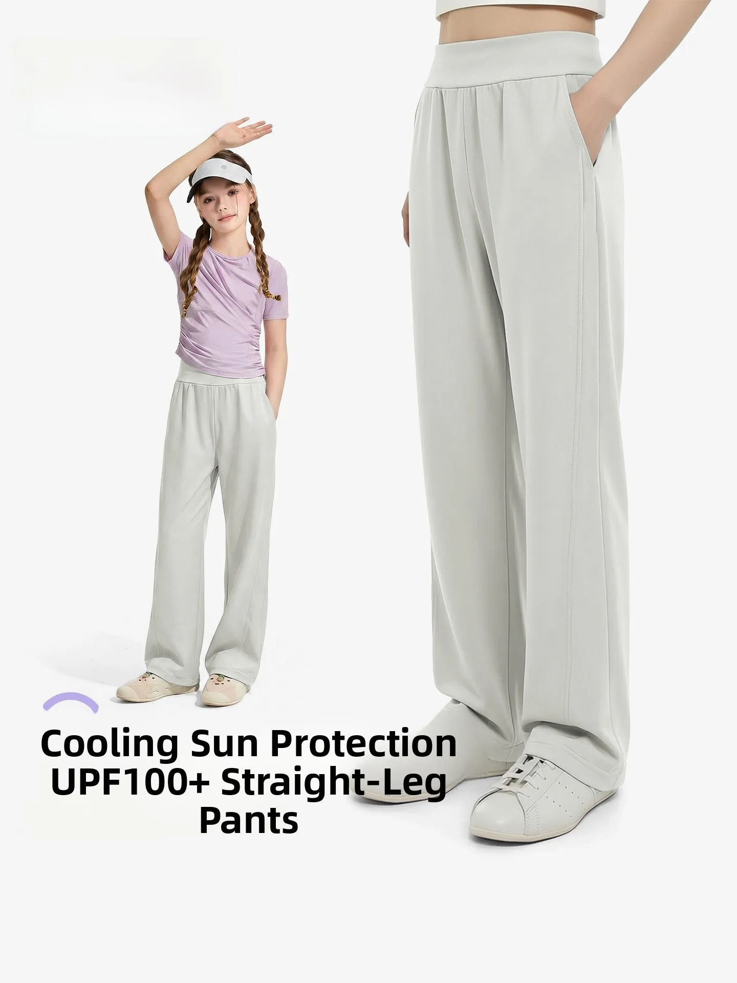 pantalon-de-yoga-pour-enfants-coupe-droite-fluide-taille-haute-elastique-fin-nouveau-style-decontracte-long-pour-l'ete-pour-filles